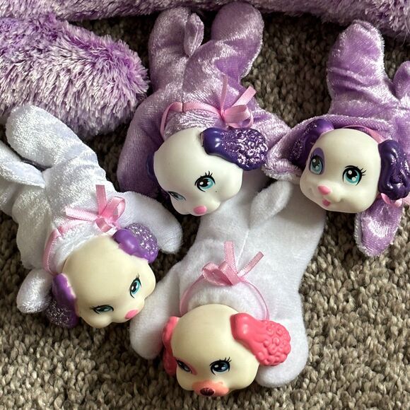 VTG 2017 Hasbro Puppy Surprise Sound Purple Plush Chloe 14"Mom Dog & 4 Puppies - Picture 7 of 10